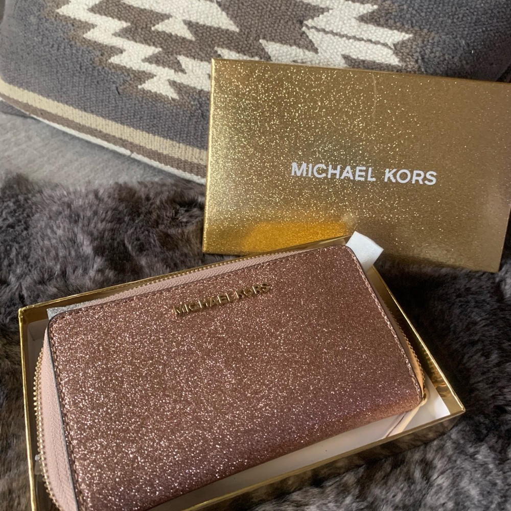 Michael Kors rose gold wallet / phone case.
